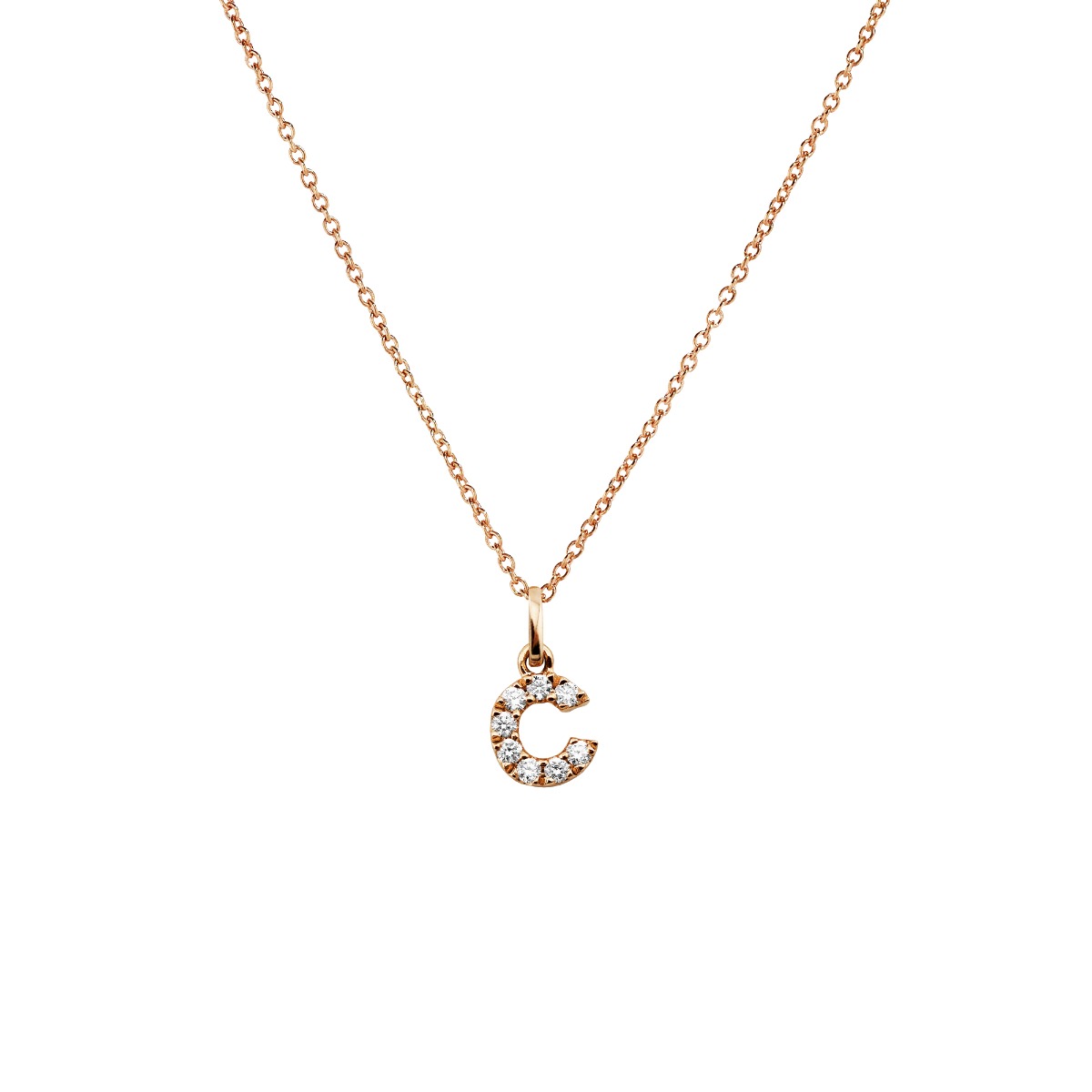 Collana Iniziale P Oro Bianco e Diamanti 0.12 ct