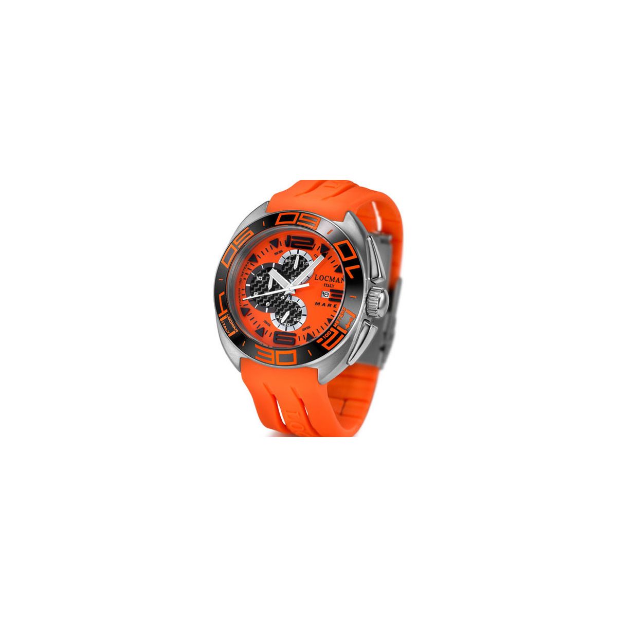 Locman Mare Squalo orologio uomo quadrante arancione e carbonio cassa titanio cinturino gomma arancione