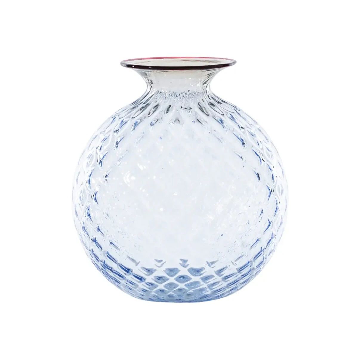 Vase Venini Monofiore Balloton Rouge Fil Vert – 24,5 Cm – Verre De Murano (Neuf, Revendeur)
