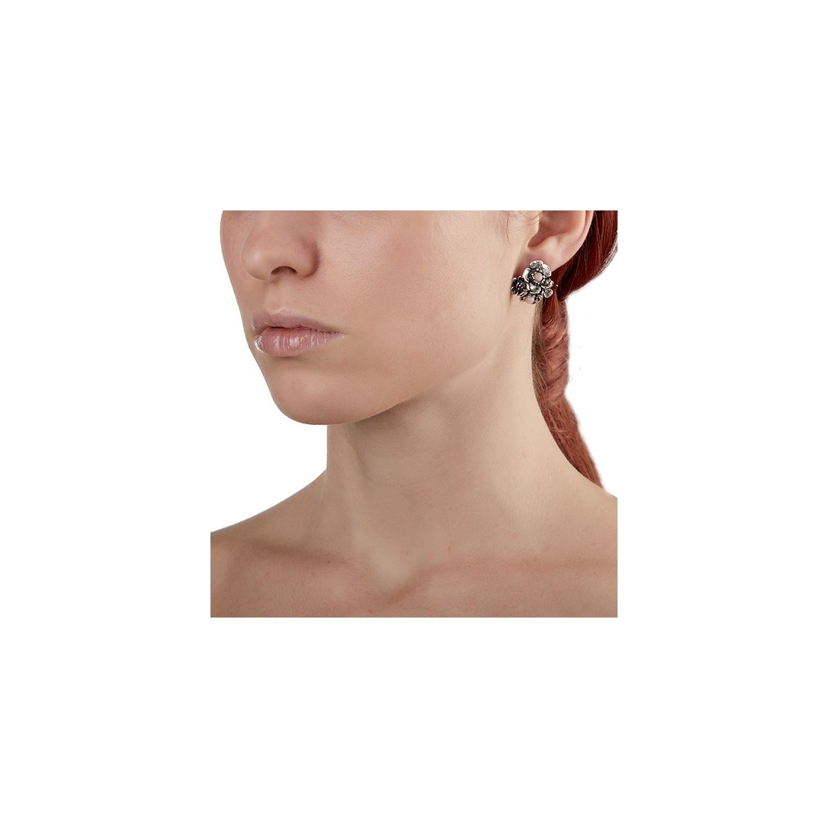 Orecchini pave rosa small RUE DES MILLE Stardust Ten argento ORZ-018 M1