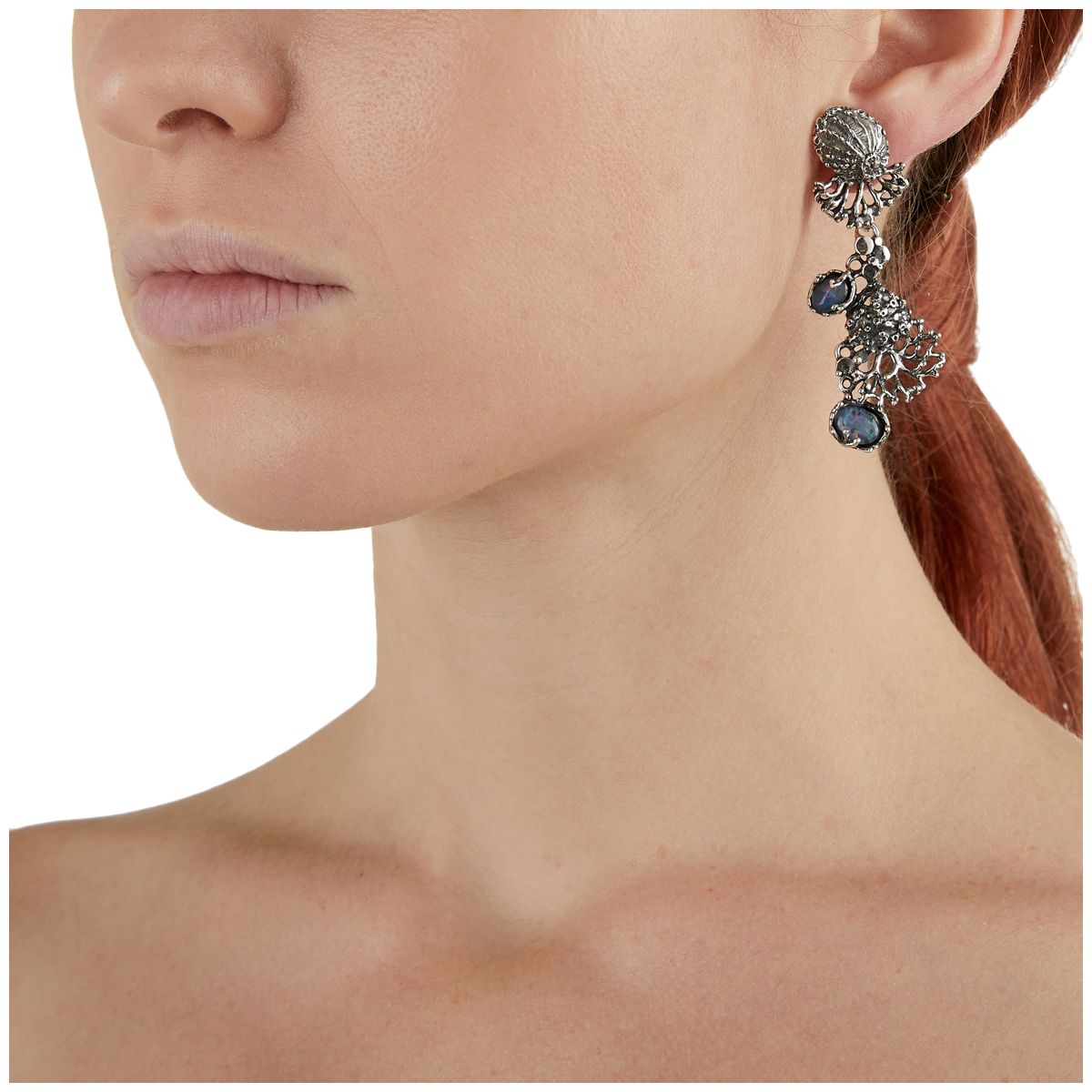 Orecchini in argento sterling con opale bianco, orecchini a
