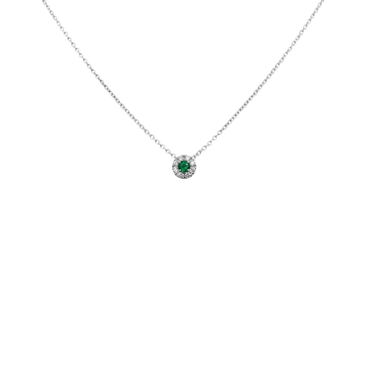 Crivelli collana con pendente piccolo oro bianco e smeraldo