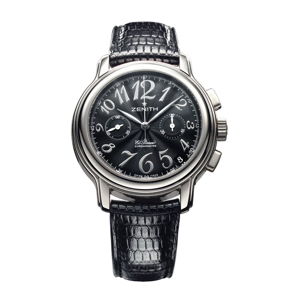 Zenith El Primero Chronomaster Star orologio donna quadrante nero cassa acciaio cinturino pelle nera