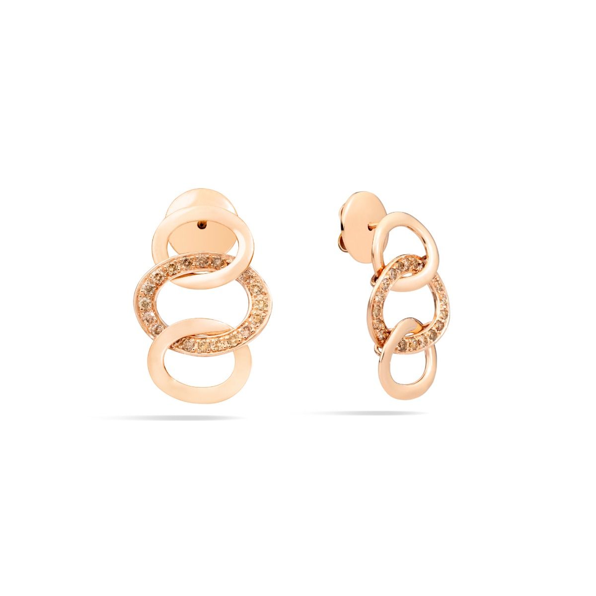 Orecchini Asimmetrici Ciondolo Lucchetto E Chiave - Unici E Fashion In Oro Rosa/Rame Con Zirconi - Regalo Anniversario