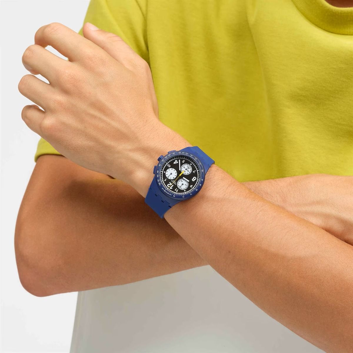 WENGER Chrono Sport Vintage – Orologio Uomo 40mm – Quadrante Blu, Cinturino Silicone Nero – Movimento Svizzero Al Quarzo