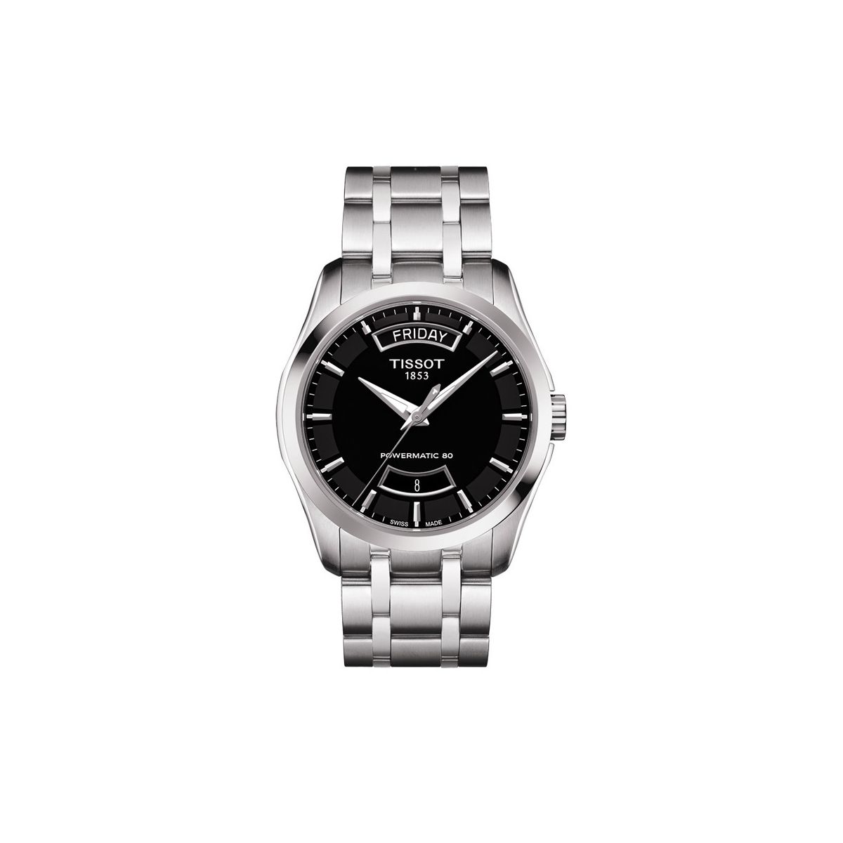 Tissot Couturier Automatic / orologio uomo / cronografo / quadrante nero / cassa e bracciale acciaio
