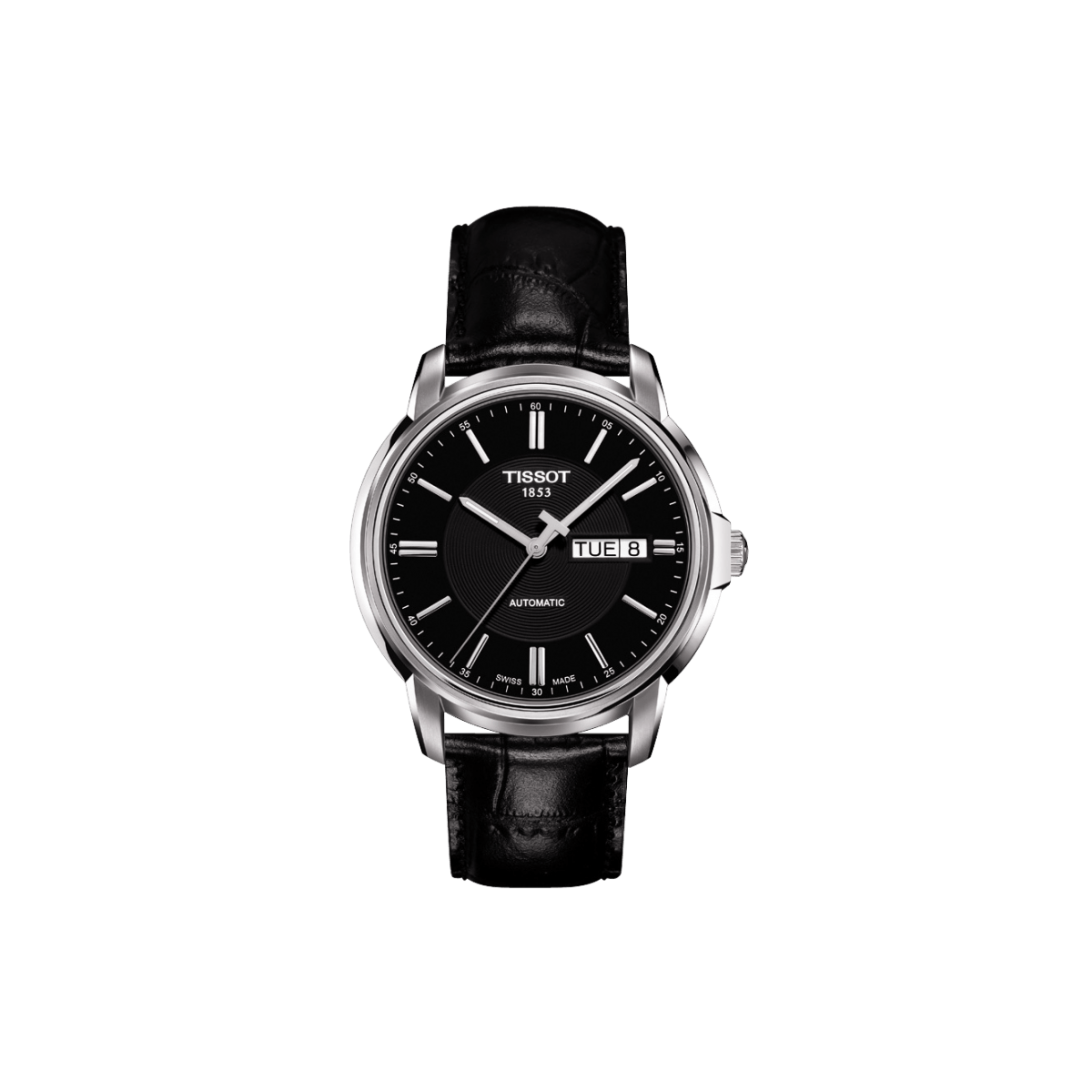 Tissot Orologio Uomo In Acciaio Inox – Cinturino In Pelle Nera Effetto Coccodrillo – T1014173603100