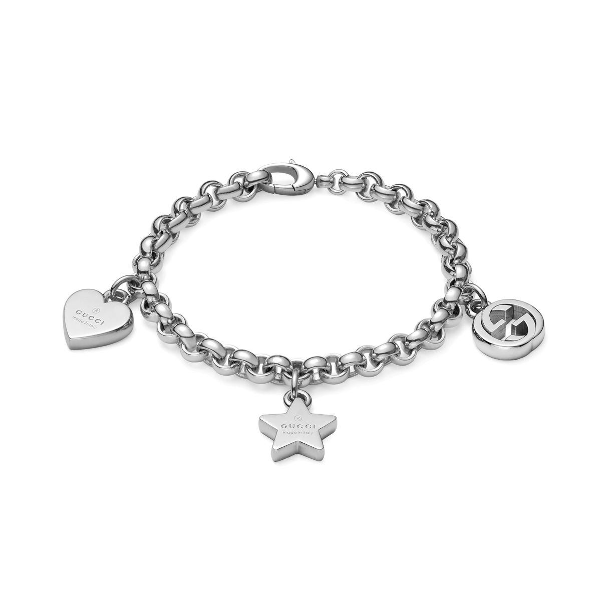 Gucci Trademark bracciale con ciondoli argento