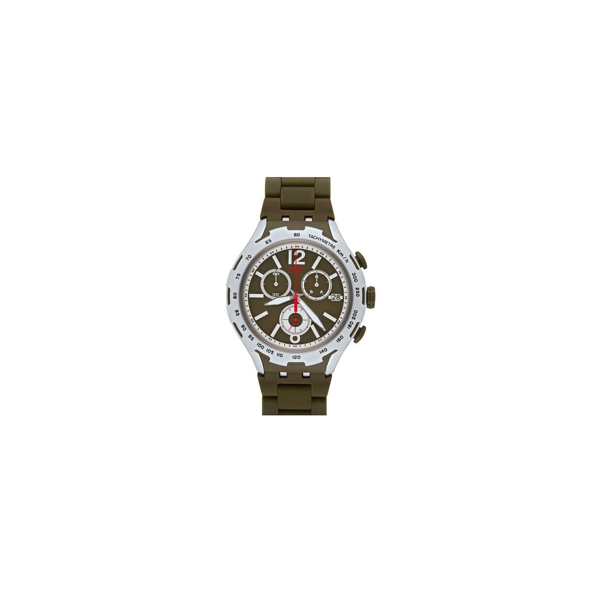 Swatch Irony X Lite Green Attack orologio uomo quadrante verde cassa e bracciale alluminio