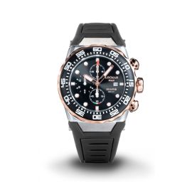 Locman Nuovo Mare 300 MT / orologio uomo / quadrante nero / cassa acciaio, titanio e PVD rosato / cinturino silicone nero