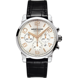 Montblanc TimeWalker Chronograph Automatic / orologio uomo / quadrante argentato opaco / cassa acciaio / cinturino alligatore nero