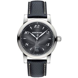 Montblanc Star Date / orologio uomo / quadrante nero / cassa acciaio / cinturino pelle nera