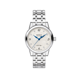 Montblanc Bohéme Date Automatic / orologio donna / quadrante bianco-argenté con diamanti / cassa e bracciale acciaio 