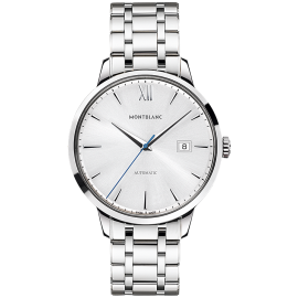 Montblanc Heritagé Spirit Date Automatic / orologio uomo / quadrante bianco argentato / cassa e bracciale acciaio