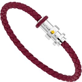 Montblanc / Le Petit Prince / bracciale intrecciato / pelle bordeaux e acciaio pregiato