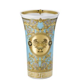 Rosenthal – Versace / Prestige Gala Le Bleu / vaso 26 cm / porcellana / grigio, celeste, oro, nero