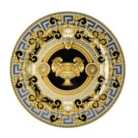 Rosenthal – Versace / Prestige Gala 2 / piatto presentazione 30 cm / porcellana / bianco, nero, oro