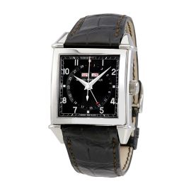 Girard Perregaux Vintage / 1945 Triple Calendar / orologio uomo / quadrante nero / cassa acciaio / cinturino pelle nera