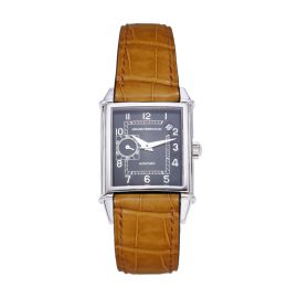 Girard Perregaux Vintage / orologio uomo / quadrante nero / cassa acciaio / cinturino pelle marrone
