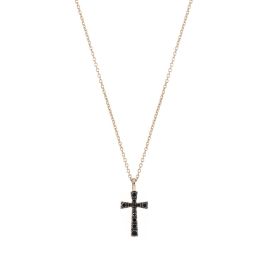 Crivelli / collana con croce / oro rosa e diamanti neri