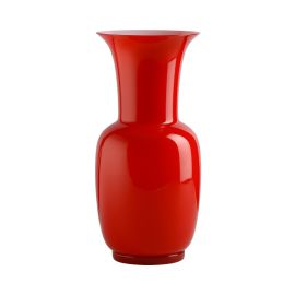 Venini / Opalino / vaso / rosso, interno lattimo / vetro soffiato lavorato a mano