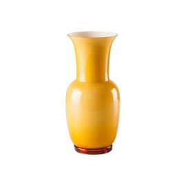 Venini / Opalino / vaso / ambra, interno lattimo / vetro soffiato lavorato a mano