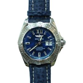 Breitling Cockpit / orologio uomo / quadrante blu / cassa acciaio / cinturino pelle blu