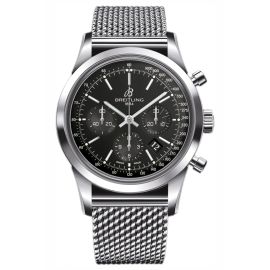 Breitling Transocean Chronograph / orologio uomo / quadrante nero / cassa e bracciale acciaio