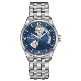 Hamilton Jazzmaster Open Heart Auto / orologio uomo / quadrante blu scheletrato / cassa e bracciale acciaio