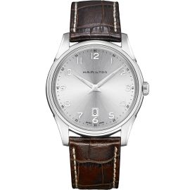 Hamilton Jazzmaster Thinline / orologio uomo / quadrante argentato / cassa acciaio / cinturino pelle marrone