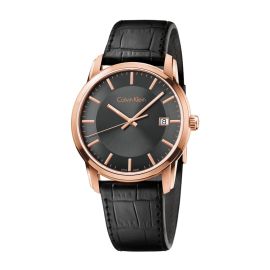 Calvin Klein Infinite / orologio uomo / quadrante antracite  / cassa acciaio e PVD rosato / cinturino pelle nera