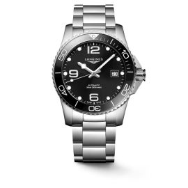 Longines HydroConquest / orologio uomo / quadrante nero / cassa e bracciale acciaio
