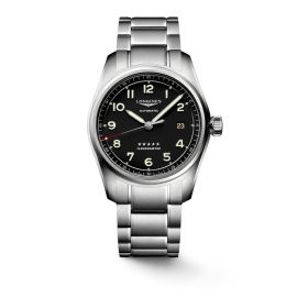 Longines Spirit / orologio uomo / quadrante nero / cassa e bracciale acciaio