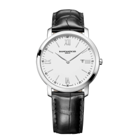 Baume & Mercier Classima / orologio uomo / quadrante bianco / cassa acciaio / cinturino alligatore nero