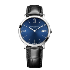 Baume & Mercier Classima / orologio uomo / quadrante blu / cassa acciaio / cinturino alligatore nero