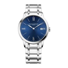 Baume & Mercier Classima / orologio uomo / quadrante blu / cassa e bracciale acciaio