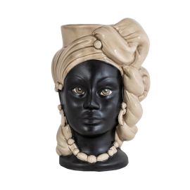 Agarèn / Teste di Moro – Eostre / vaso donna volto nero con turbante tortora / bichrome / M