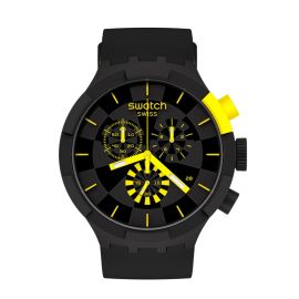 Swatch / Big Bold Chrono / Checkpoint Yellow / orologio uomo / quadrante nero / cassa plastica / cinturino silicone