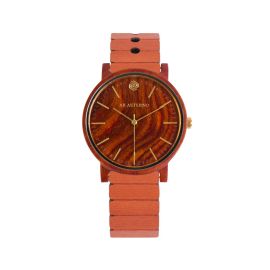 Ab Aeterno / Harmony / Soul 35 / orologio donna / quadrante sandalo rosso / cassa e bracciale legno