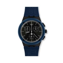 Swatch / Originals Chrono Plastic / X-District Blue / orologio uomo / quadrante nero / cassa plastica / cinturino silicone