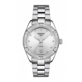 Tissot PR100 Sport Chic Lady / orologio donna / quadrante argentato / cassa e bracciale acciaio
