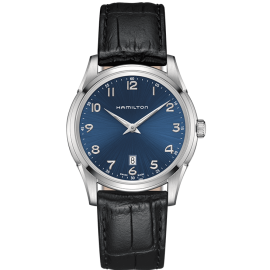 Hamilton Jazzmaster Thinline / orologio uomo / quadrante blu / cassa acciaio / cinturino pelle nera