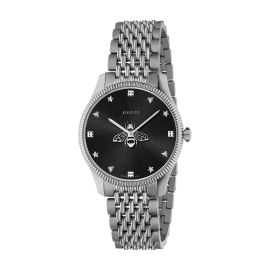 Gucci G-Timeless / orologio unisex / quadrante nero / cassa e bracciale acciaio