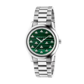 Gucci G-Timeless / orologio uomo / quadrante verde con api / cassa e bracciale acciaio