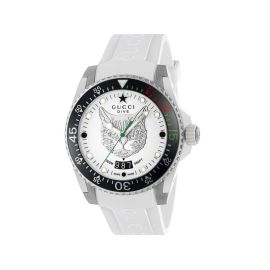 Gucci Dive / orologio uomo / quadrante bianco / cassa acciaio / cinturino caucciù bianco