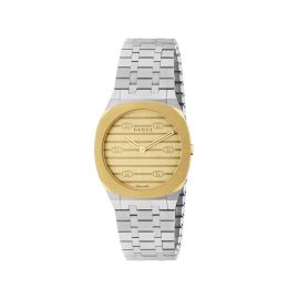 GUCCI 25H / orologio donna / quadrante dorato / cassa acciaio e PVD dorato / bracciale acciaio 