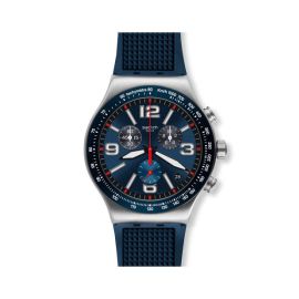 Swatch / Irony Chrono / Blue Grid / orologio uomo / quadrante blu / cassa acciaio / cinturino in gomma
