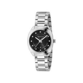 Gucci G-Timeless / orologio donna / quadrante nero / cassa e bracciale acciaio 