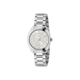 Gucci G-Timeless / orologio donna / quadrante bianco-argenté / cassa e bracciale acciaio 