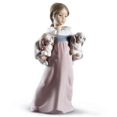 Lladró / Sculptures / Arms Full of Love – Bimba con cuccioli / statua / porcellana / lucida